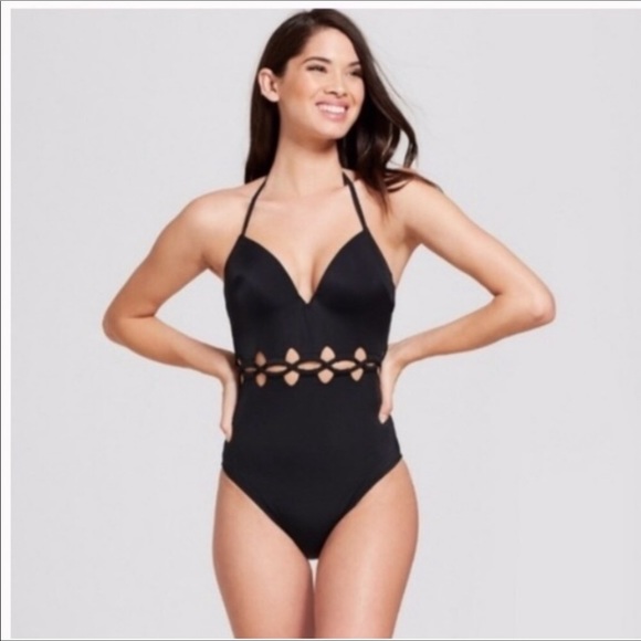 Shade & Shore Black One Piece Swimsuit Sz 38B - Picture 2 of 9